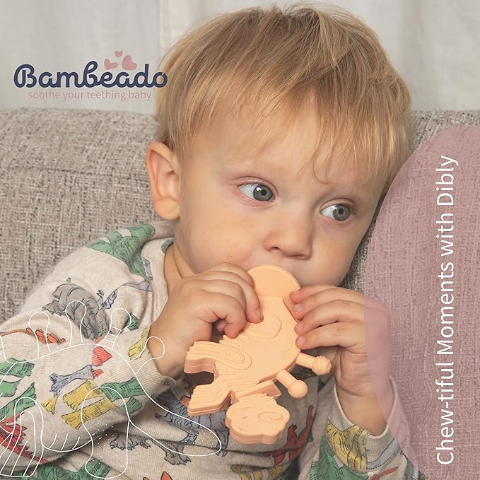 Baby Teether Toy: Dibly - The Dino Baby Teething Toys BPA-Free Teethers Inspired by Nature with Natural Rubber Pacifier