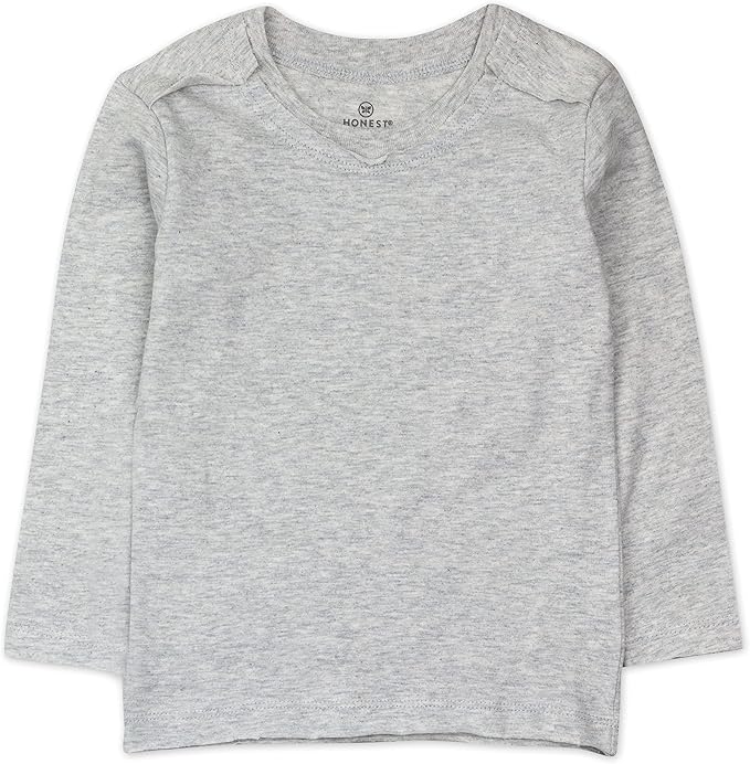 HonestBaby 5-Pack Long Sleeve T Shirts 100% Organic Cotton for Toddler, Little Kids Boys, Girls