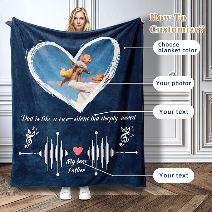Custom Personalized 9 Photo Collage Blanket Thow Gifts with Text, Customized Pictures Blankets Gift for Christmas Birthday Thanksgiving Adults Kids Dad Mom Girlfriend Boyfriend (1 Grid Love)