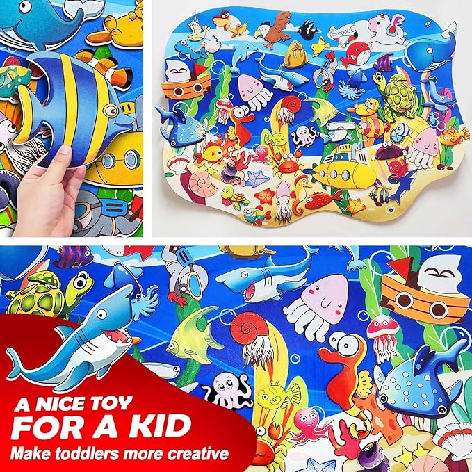 SKOLESK Felt Story Board Set 41x29 inch Flannel Board 75 Pcs Preschool Learning Ocean Themed Toy Interactive Storytelling Teaching Play Activity Kits for Toddlers Kids