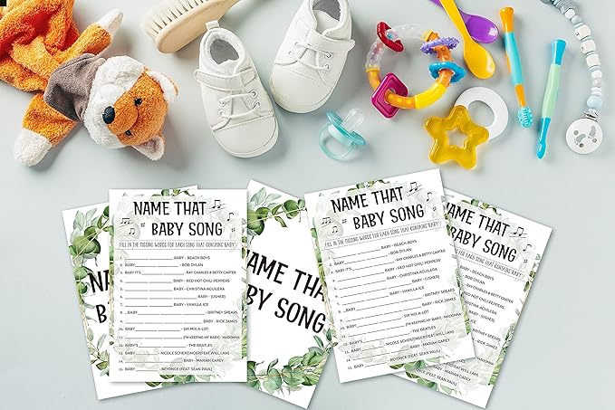 Baby Shower Game Cards - Tropical Jungle Theme Party Set for Gender Neutral Boys or Girls - 30 Cards (Green001)