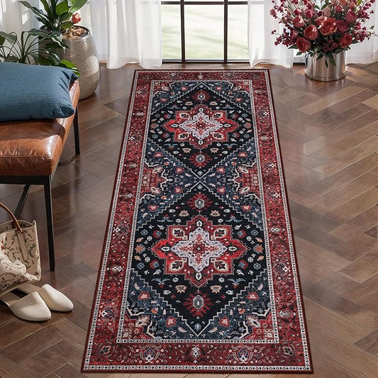 Ciicool Washable Runner Rug Non Slip, 2'x5' Hallway Rug Vintage Kitchen Rugs Carpet Runner for Bedroom Laundry Bathroom Decor