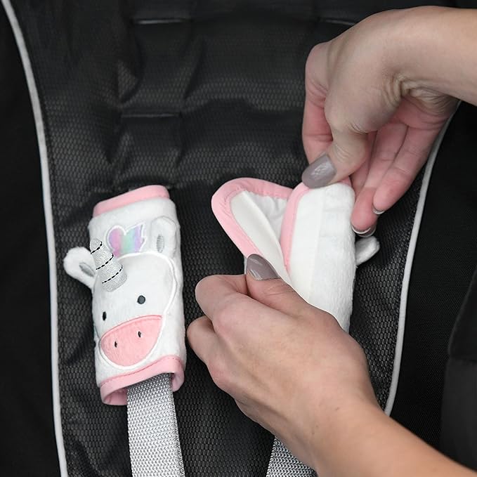 Travel Bug Baby & Toddler 3-Piece Head Support & Strap Covers Set for Car Seats, Strollers & Bouncers … (Unicorn)