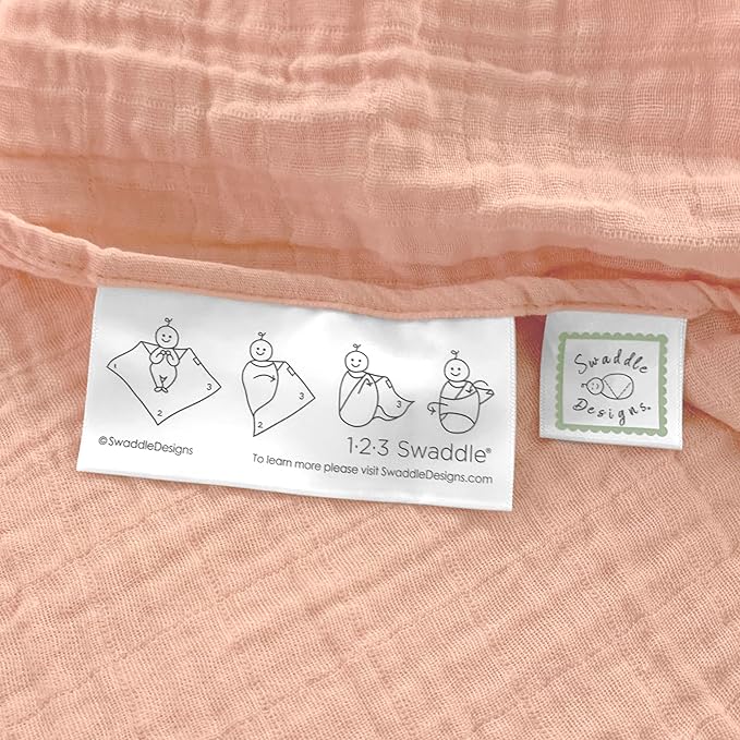 SwaddleDesigns Cotton Muslin Swaddle Blanket, Receiving Blanket for Baby Boys & Girls, Best Registry Gift, 46x46 inches, Peach Blush
