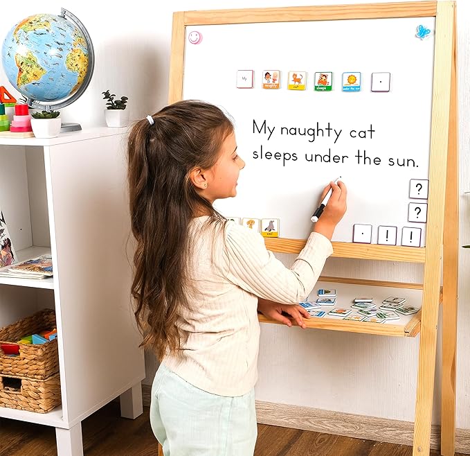 110 PCS Sentence Building Kit for Kids, Speech Speak Spell Games, Word Building Magnets, Speech Therapy Toys for Toddlers, Reading Games for Kids, Learn to Read, Reading Manipulatives - Simply Magic