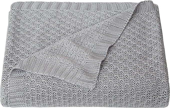 NTBAY Cable Knit Cooling Toddler Blanket, Soft and Breathable Baby Blanket 30x40 Inches Made from Rayon Derived from Bamboo for Crib, Stroller, Nursery, Sliver Grey