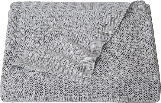 NTBAY Cable Knit Cooling Toddler Blanket, Soft and Breathable Baby Blanket 30x40 Inches Made from Rayon Derived from Bamboo for Crib, Stroller, Nursery, Sliver Grey