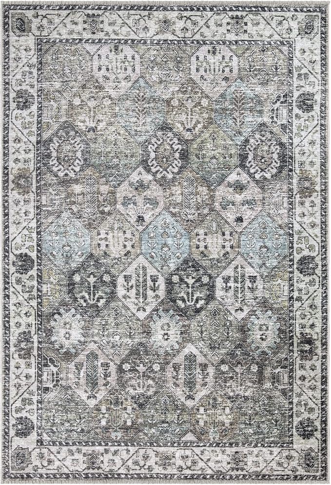 Bloom Rugs Caria Washable Non-Slip 9x12 Rug - Beige/Olive Traditional Area Rug for Living Room, Bedroom, Dining Room, and Kitchen - Exact Size: 9' x 12'