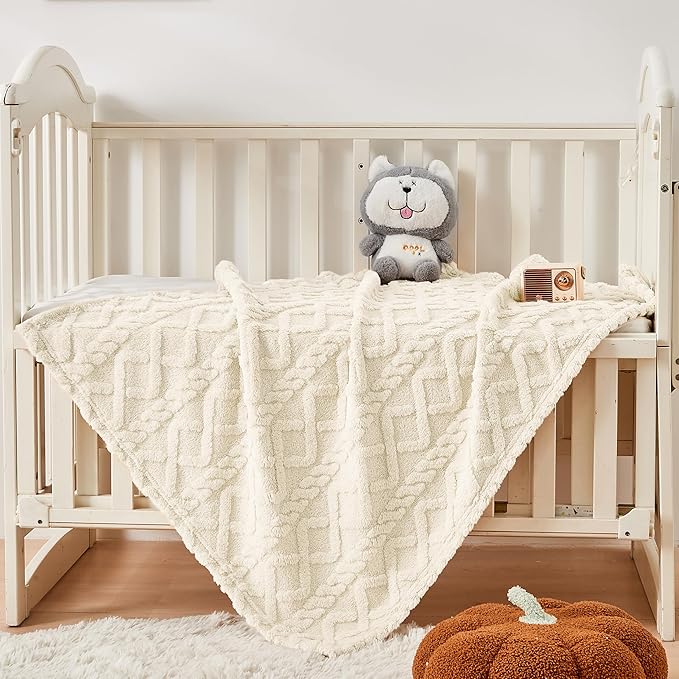 Sherpa Fleece Baby Blanket, Ultra Soft Fluffy Premium Baby Blankets for Boys Girls, Cozy Infant Toddler Newborn Receiving Blankets for Crib Stroller 30”×40” (Cream)