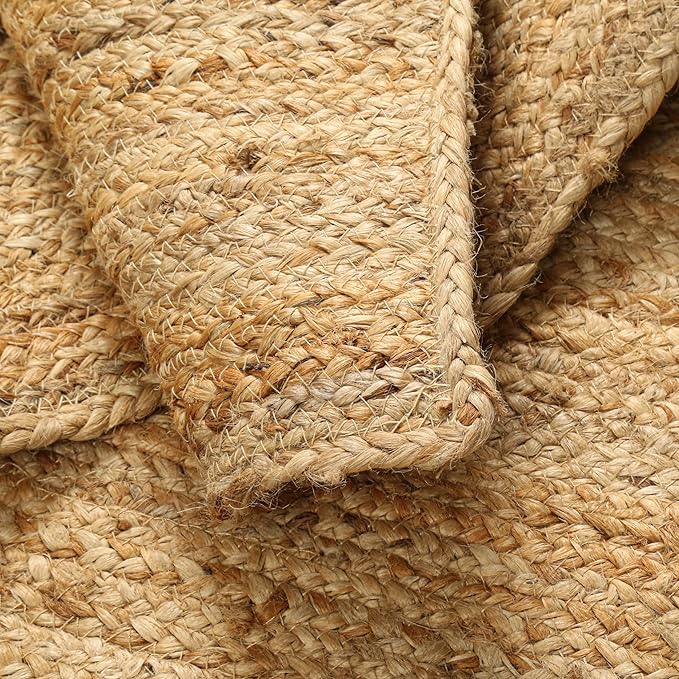 Hausattire Hand Woven Jute Braided Rug, 4'x6' – Natural, Reversible Boho Entry Area Rugs for Kitchen, Living Room I Farmhouse Indoor Outdoor Decorative Floor Rug, 48x72 Inches