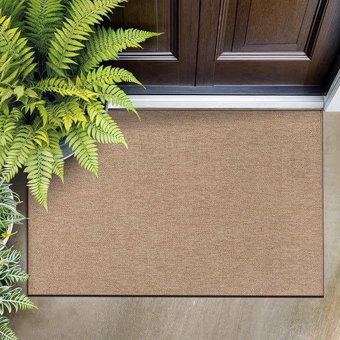 Beverly Rug Easy Jute Entry Rug 2x3 Solid Washable Durable Outdoor Indoor Area Rugs for Living Dining Room Patio Office Stain Resistant Non Shedding Casual Indoor Outside Carpet 2 x 3 Natural