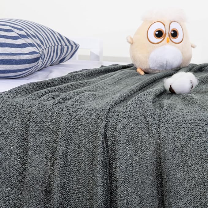 NTBAY Cable Knit Cooling Toddler Blanket, Soft and Breathable Baby Blanket 30x40 Inches Made from Rayon Derived from Bamboo for Crib, Stroller, Nursery, Dark Grey
