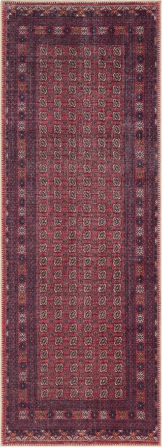 Keen Home Design 2x12 Rug - Machine Washable Runner with Non-Slip Backing, Ideal for Hallway, Entryway, Kitchen, Laundry Room - Vintage, Easy Clean, Durable, Low Pile Rug - (2'6" x 12')