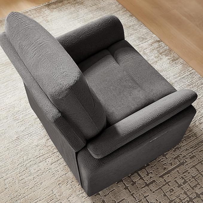 Power Recliner Chair Swivel Glider, Electric Rocking Recliner Chairs with USB and Type-C Ports, Nursery Chair Recliner for Office, Living Room, Bedroom(Dark Gray)
