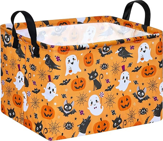 Ghost Happy Halloween Kids Gift Shelf Storage Basket Organizer Box Clothes Laundry Hamper Toys Nursery Basket Baby Laundry Basket with Handles