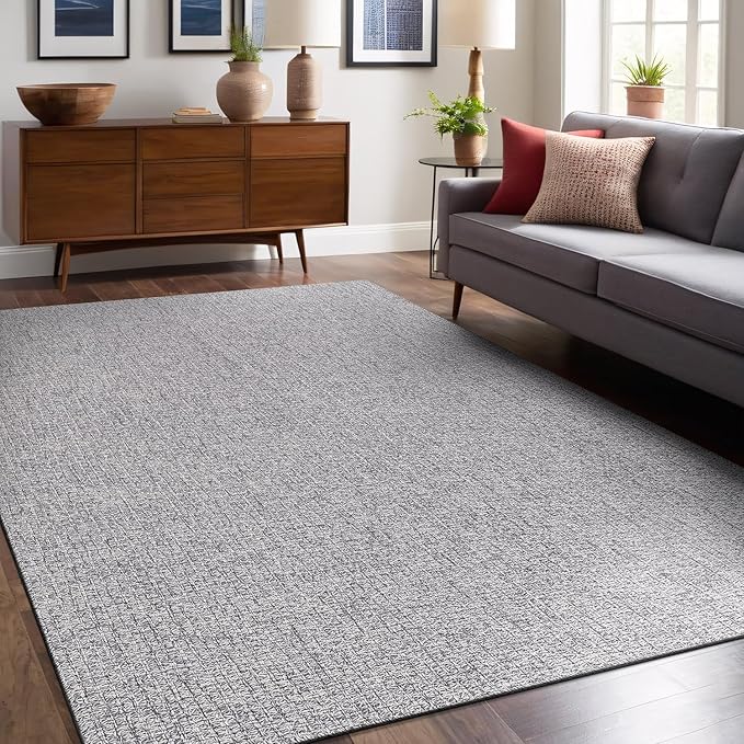 Easy Jute Rugs 8x10 Gray Color Living Room Indoor Outdoor Area Rug for Farmhouse Patio and Kitchen Rug High Traffic Washable Easy to Clean Solid Boho Woven Design Outside Carpet (8 x 10)