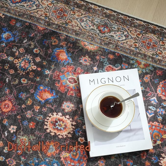 Door Mat Indoor Entrance 2x3 Rug Machine Washable Boho Small Area Rug Non-Slip Low Pile Throw Rugs for Entryway, Kitchen, Front Door Indoor Entrance, Entry, Kids Room (Dark Espresso)