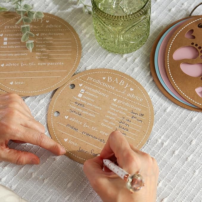Baby Shower Prediction Card Book Keepsake Circle Shaped, By Kate Aspen Advice Cards, Best Wishes, Baby Shower Decoration, Gender Neutral Baby Shower Game & Party Activity