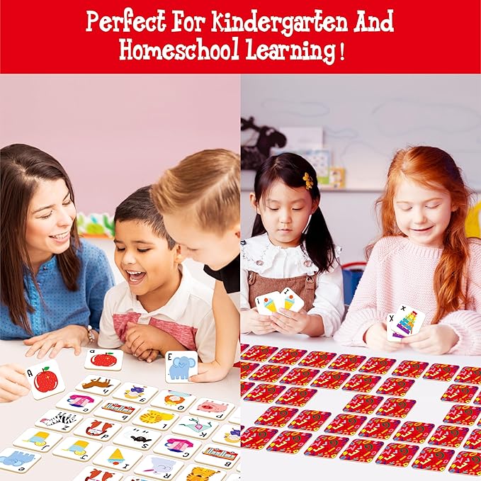 Hebayy 52 PCS Alphabet Memory Game, 26 Pairs Uppercase & Lowercase Letters Matching Game, Educational Early Learning Toy for Toddlers, Kindergarten, Kids 3+