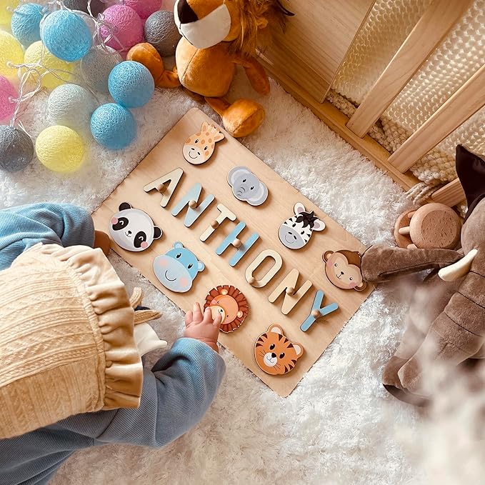Name Puzzle for Kids Personalized,Custom Name Puzzle The First Gifts for Boys and Girl, Personalized Wooden Puzzles for Toddlers