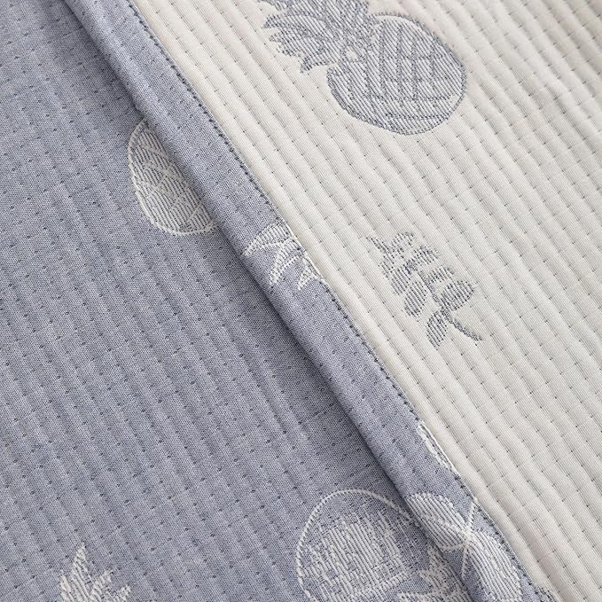 NTBAY 3 Layer Toddler Blanket, Muslin Cotton Jacquard Bed Blankets, Lightweight Thermal Baby Blanket, Super Soft and Warm Crib Blanket for All Seasons, Decoration Gift, 30"x40", Blue Pineapple