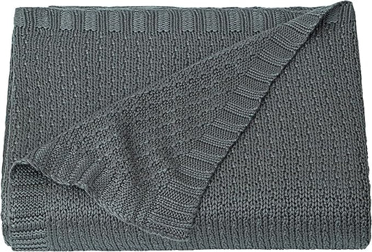 NTBAY Cable Knit Cooling Toddler Blanket, Soft and Breathable Baby Blanket 30x40 Inches Made from Rayon Derived from Bamboo for Crib, Stroller, Nursery, Dark Grey