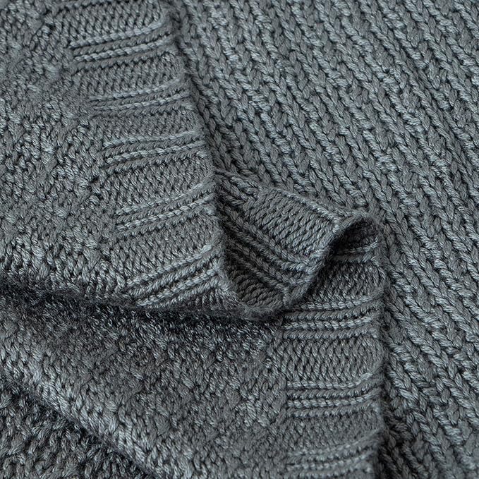 NTBAY Cable Knit Cooling Toddler Blanket, Soft and Breathable Baby Blanket 30x40 Inches Made from Rayon Derived from Bamboo for Crib, Stroller, Nursery, Dark Grey