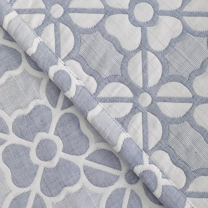 NTBAY 3 Layer Oversized Muslin Cotton Toddler Blanket, 45x60 Inches Jacquard Reversible Nursery Bed Blanket, Super Soft and Thermal Crib Blanket for All Seasons, Baby Gift, 45"x60", Blue Clover