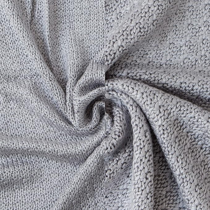 NTBAY Cable Knit Cooling Toddler Blanket, Soft and Breathable Baby Blanket 30x40 Inches Made from Rayon Derived from Bamboo for Crib, Stroller, Nursery, Sliver Grey