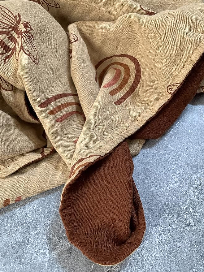 Leyl&Ari Basic Toddler Blanket | Organic Cotton Reversable Toddler Crib Blanket | Gender Neutral (Cherrywood/Neutral)