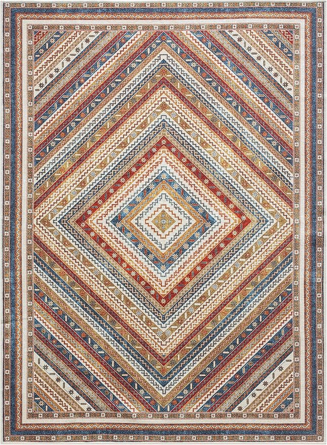 Keen Home Design 5x7 Rug - Machine Washable Area Rug with Non-Slip Backing, Ideal for Living Room, Dining Room, Bedroom - Vintage, Easy Clean, Durable, Low Pile Rug - (5' x 7')