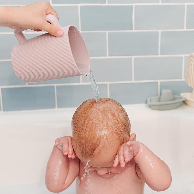 mushie Baby Bath Rinse Cup | 100% Food Grade Silicone | Shampoo & Body Washing Rinser Cup For Kids (Cambridge Blue)