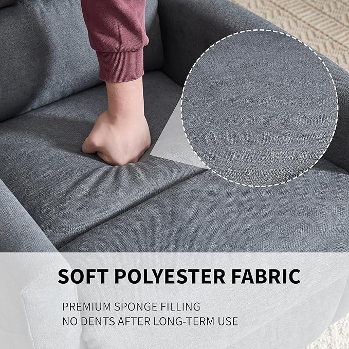 360° Swivel Rocking Chair for Nursery, Manual Glider Chair Nursing Chair with Side Pockets, Polyester Glider for Living Room, Heavy Duty Motion Mechanism, Gray