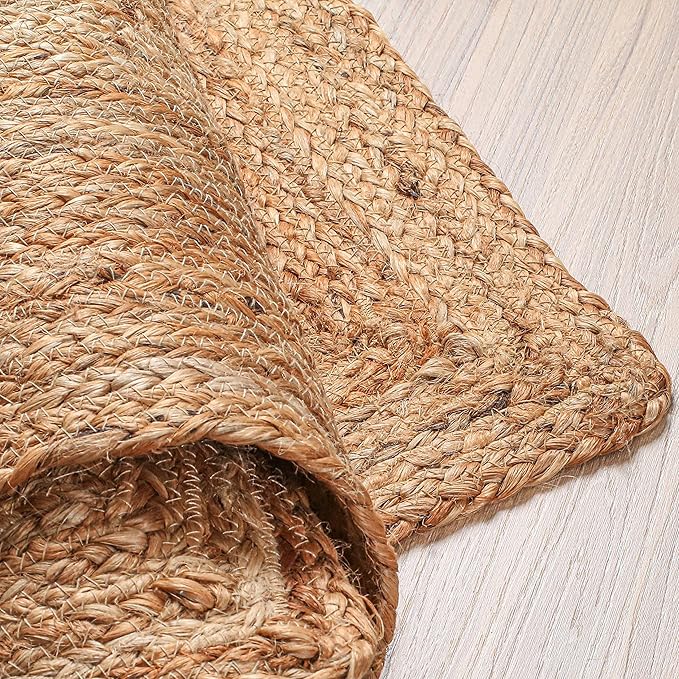 Hausattire Hand Woven Jute Braided Rug, 5'x8' – Natural, Reversible Boho Entry Area Rugs for Kitchen, Living Room I Farmhouse Indoor Outdoor Decorative Floor Rug, 60x96 Inches