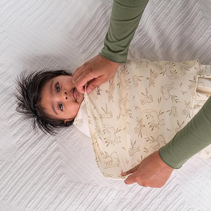 HALO 100% Cotton Sleepsack Swaddle, 3-Way Adjustable Wearable Blanket, TOG 1.5, Lullaby Forest, Newborn, 0-3 Months