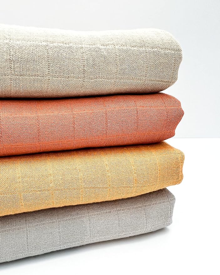 Premium Swaddle Blanket by BWD - 70% Viscose & 30% Organic Cotton, 47x47 Inches - Neutral Baby Swaddle Set for Newborns and Infants (Mustard)