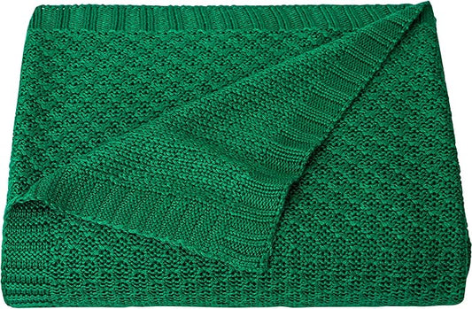 NTBAY Cable Knit Cooling Toddler Blanket, Soft and Breathable Baby Blanket 30x40 Inches Made from Rayon Derived from Bamboo for Crib, Stroller, Nursery, Green
