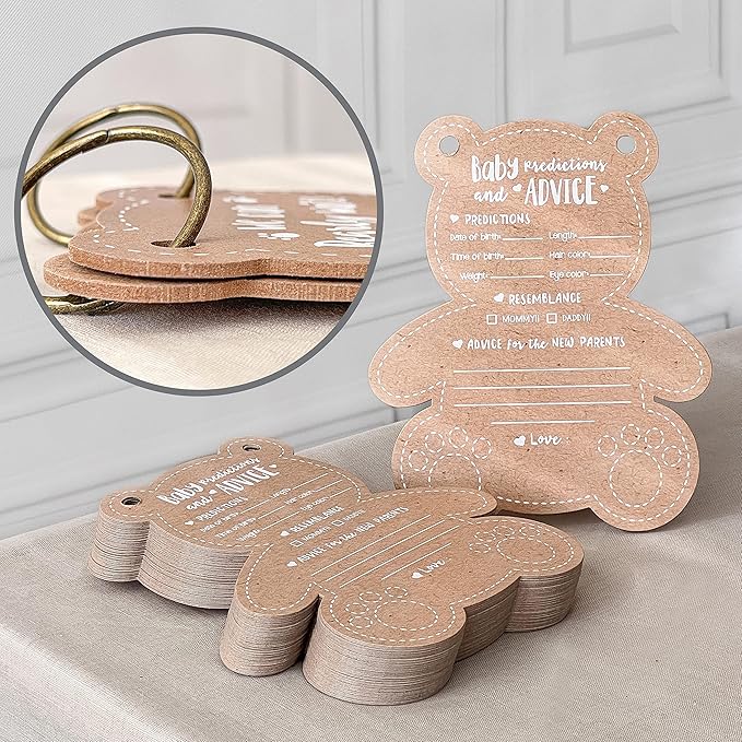 Kate Aspen Teddy Bear Advice Cards and Baby Predictions For Baby Shower Games - We Can Bearly Wait Baby Shower Decorations - Gender Reveal Games, Party Activity And Keepsake For Parents-to-be