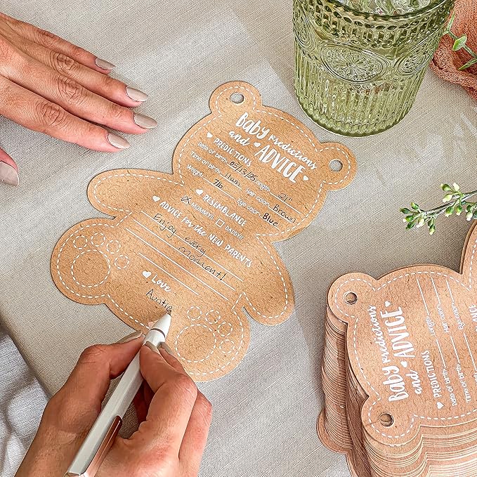 Kate Aspen Teddy Bear Advice Cards and Baby Predictions For Baby Shower Games - We Can Bearly Wait Baby Shower Decorations - Gender Reveal Games, Party Activity And Keepsake For Parents-to-be