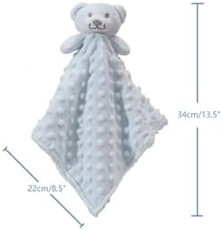 CREVENT Cozy Plush Baby Security Blanket Loveys for Baby Boys, Minky Dot Front + Sherpa Backing with Animal Face (Blue Bear)