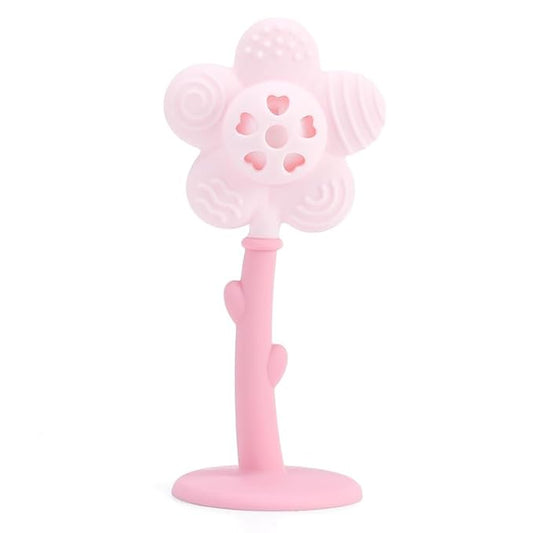 Generic 2 in 1 Sunflower Teether and Rattle Toy for Babies, 0-36 Months, BPA Free (Pink)