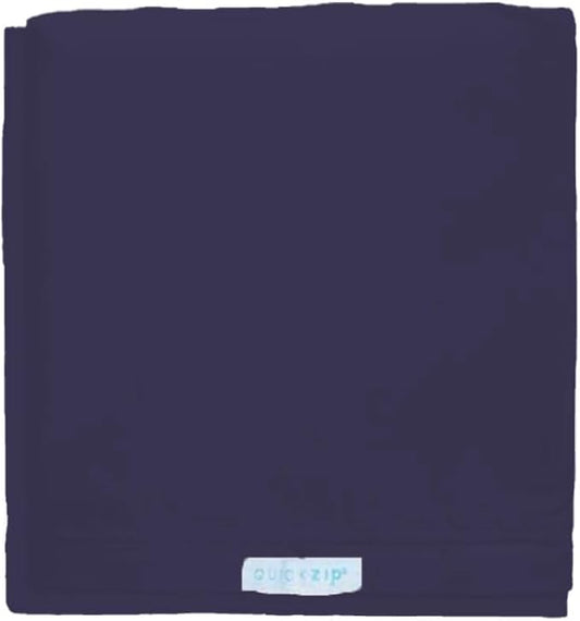 QuickZip Crib Extra Zip-On Sheet (SecureFit Wraparound Base Not Included) - Faster, Safer, Easier Baby Crib Sheets - Deep Navy 100% Cotton - Fits All Standard Crib Mattresses
