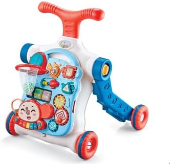 Baby Walker 5 in 1,VATOS Sit-to-Stand Learning Walker,Assemble as Scooter/Balance Bike/Push Walker/Activity Table/Detachable Panel,Push Walkers Toys with Music for Toddlers Infant Boys Girls