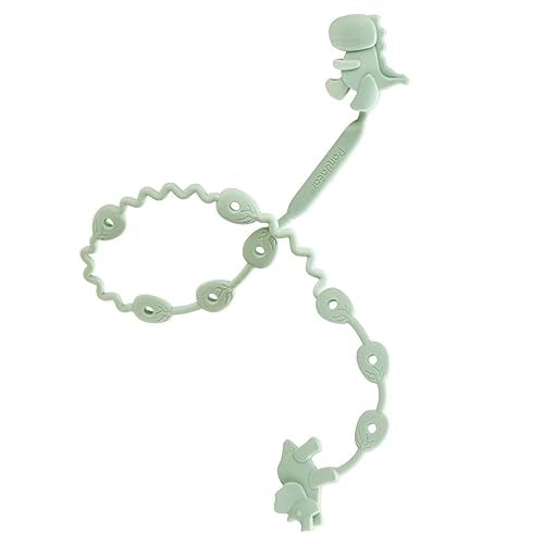 PandaEar 8 Pack Baby Toy Straps & Silicone Pacifier Clips, Dinosaur Silicone Pacifier Teether Harness Straps and Pacifier Holder Clips with One Piece Design for Baby Boys & Girls