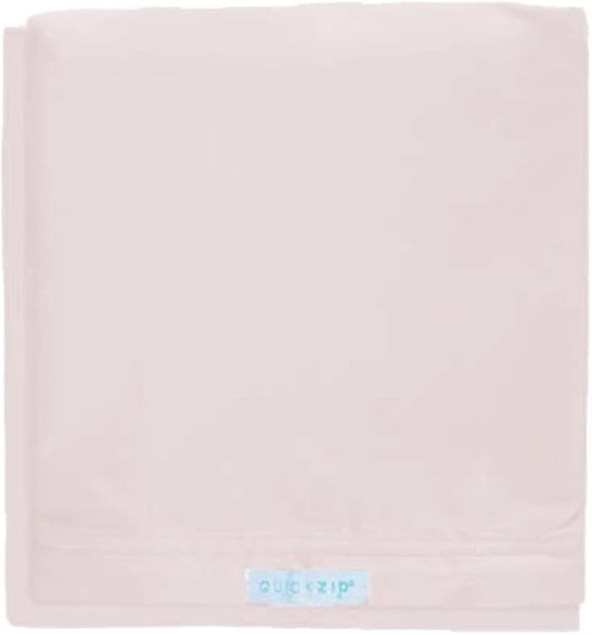 QuickZip Crib Extra Zip-On Sheet (SecureFit Wraparound Base Not Included) - Faster, Safer, Easier Baby Crib Sheets - Blush 100% Cotton - Fits All Standard Crib Mattresses