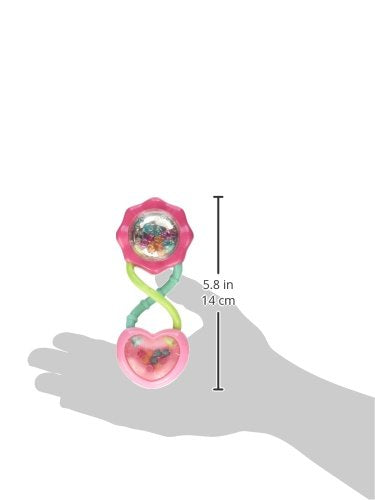 Bright Starts Rattle and Shake Barbell Toy - Pretty in Pink, Ages 3 Months + (Pack of 2)