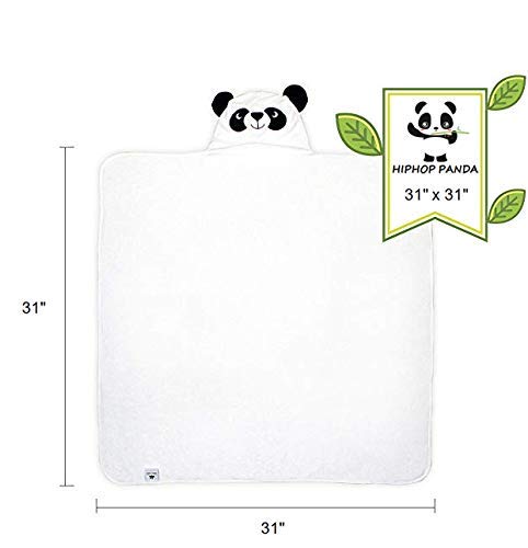 HIPHOP PANDA Hooded Towel - Rayon Made from Bamboo, Bath Towel with Bear Ears for Newborn, Babie, Toddler, Infant - Absorbent Large Baby Towel - Panda, 30 x 30 Inch