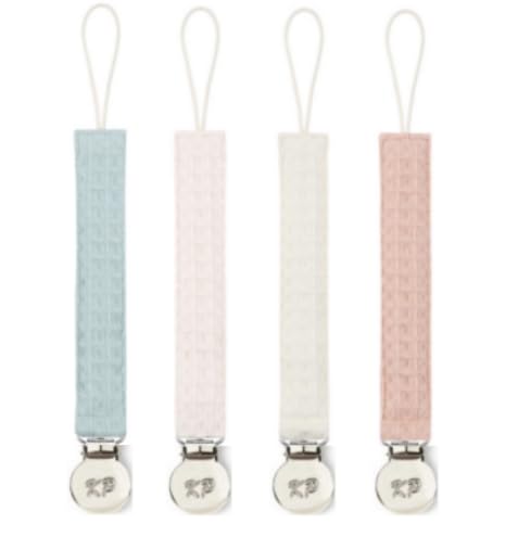 Pacifier Holder Pacifier Clips 4 Pack,Soft Fabric Strap, Silky Plush Pacifier Leash for boy and Girl 4 Pack