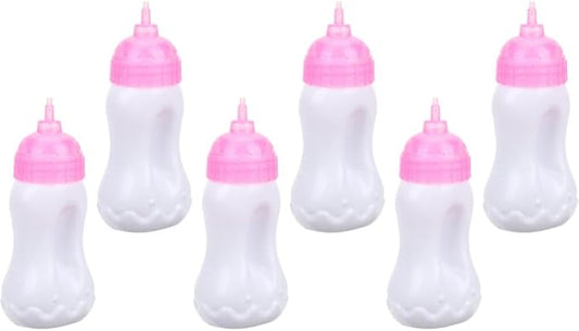 Totority 6pcs Baby Doll Bottles Mini Empty Milk Bottle Toys Baby Shower Doll House Supplies