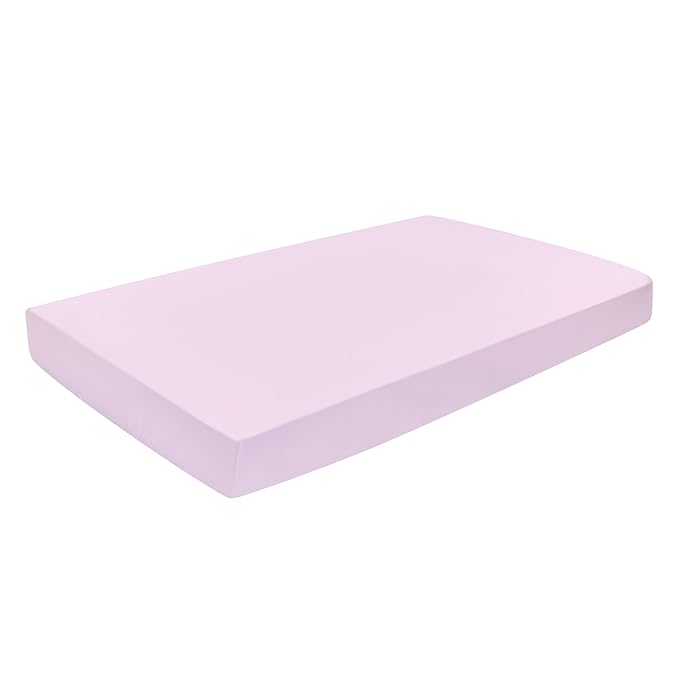EVERYDAY KIDS 2 Pack Fitted Girls Crib Sheet, 100% Soft Breathable Cotton Baby Sheet, Fits Standard Size Crib Mattress 28in x 52in, White Nursery Sheet with Pink Owls and Hearts and a Solid Pink